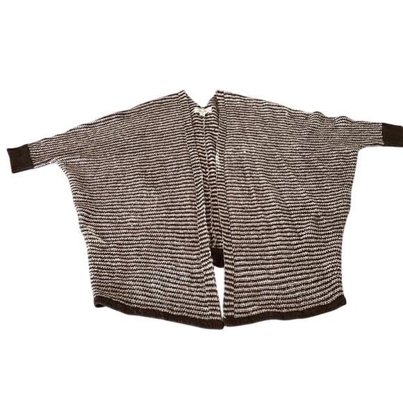 Pink Rose Brown and Cream Striped Open Front Cardigan Sweater Woman's Size Small - Picture 4 of 10